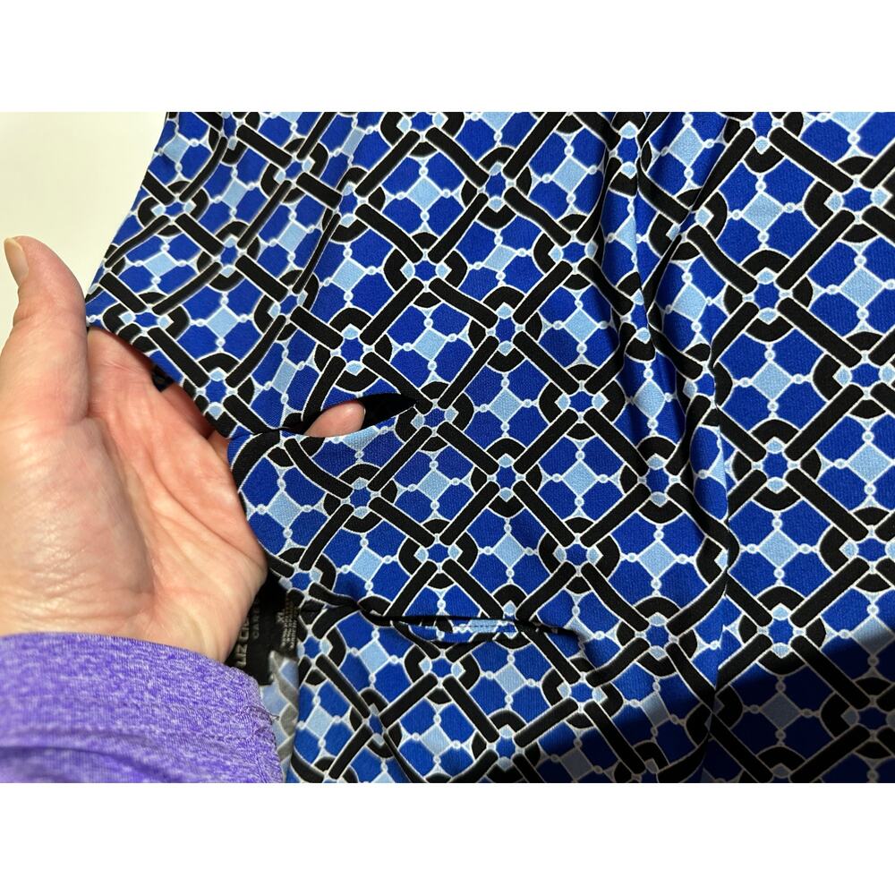 Women Ladies XL blue abstract floral blouse Liz Claiborne top shirt work office - Picture 4 of 12